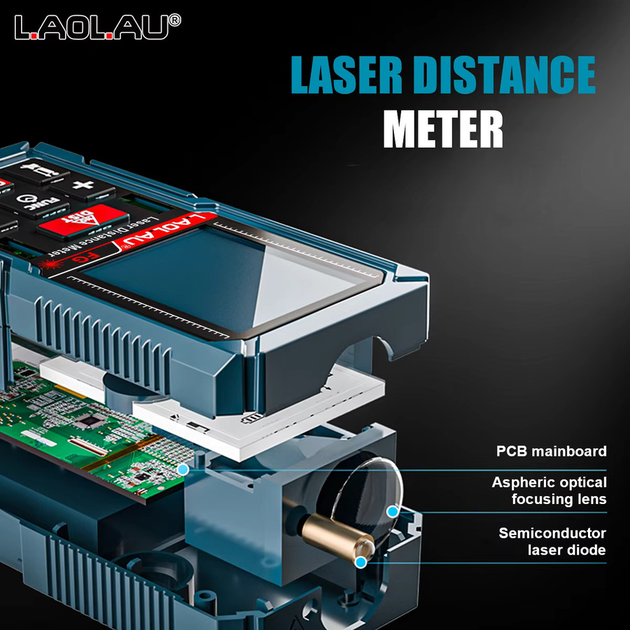 Digitaler Laser-Entfernungsmesser mit Wasserwaage und Timer für präzise Messungen bis zu 150m - Bild 4