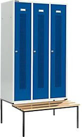 Schäfer Shop Select Kleiderspind mit Sitzbank, 3 Abteile, Zylinderschloss, Farbe: Enzianblau, Breite: 40 cm - Bild 1