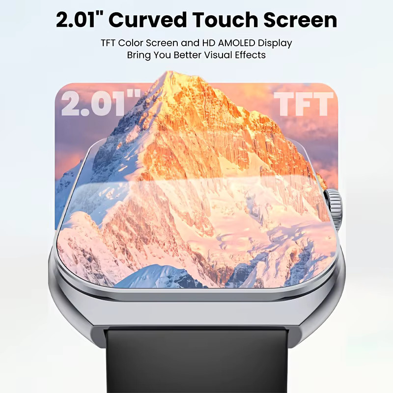 LAXASFIT Smartwatch, 2,01 Zoll, Schwarz, Silikon, Unisex - Bild 4