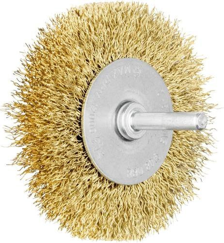 PFERD Rundbürste RBU ungezopft aus Messing mit Ø 0,30 mm Draht, Durchmesser: 80 mm, Schaft-Ø: 6 mm, Farbe: Gold - Bild 1