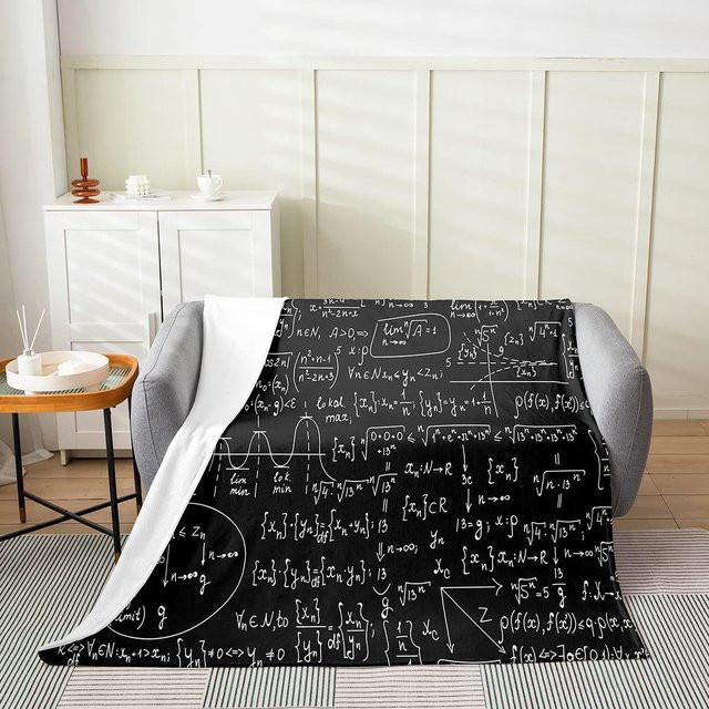 Silent Wave Kuschelige Fleece-Decke mit mathematischem Digitaldruck aus Samt und Flanell, Mehrfarbig, B: 150 cm, T: 180 cm - Bild 1