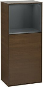 Villeroy & Boch Seitenschrank Finion Wandbeleuchtung mit Glastüren und LED-Beleuchtung in Walnuss Braun, B/T/H: 41,8 x 0 x 93,6 cm - Bild 1