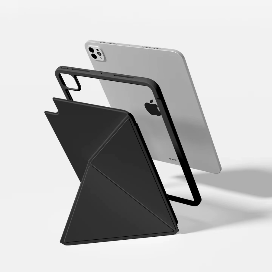 Smart Folio Hülle für Apple iPad Pro 13 M5 M4 sowie iPad Pro 11 12.9 6. Generation und iPad Air 11 M3 M2 Air 5 4 mit magnetischem Clip in Schwarz oder Grau - Bild 2