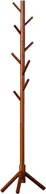 Relaxdays Garderobenständer aus Kiefernholz in Dunkelbraun, freistehendes Modell mit 8 Haken und Dreibein-Gestell, Höhe: 175 cm, Breite: 50 cm, Tiefe: 50 cm - Bild 1