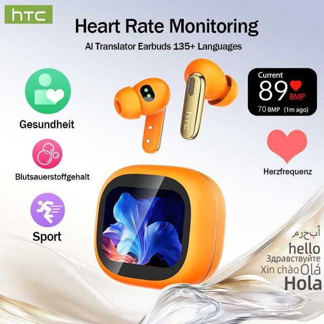 HTC Bluetooth In-Ear Kopfhörer mit Geräuschunterdrückung und Full-HD-LCD-Display in Weiß - Bild 1