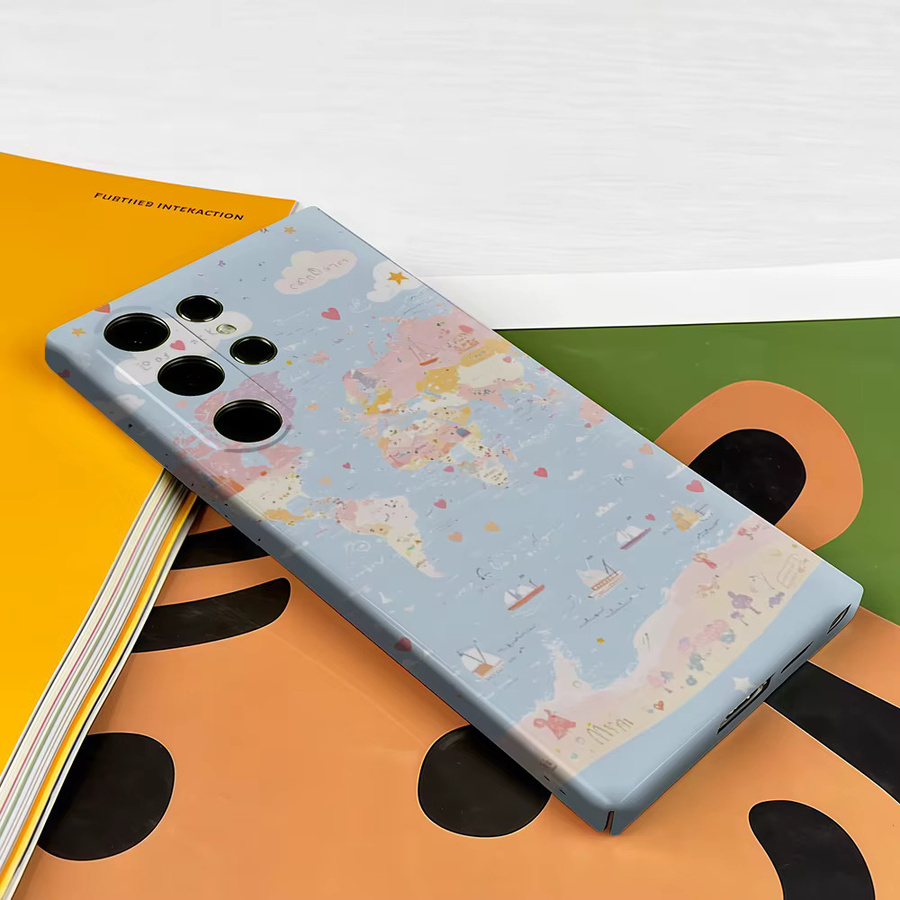 Stoßfeste Doppelschicht Handyhülle mit Weltkarten-Design für Samsung Galaxy S26 S25 S24 S23 Ultra Plus, Mehrfarbig - Bild 2