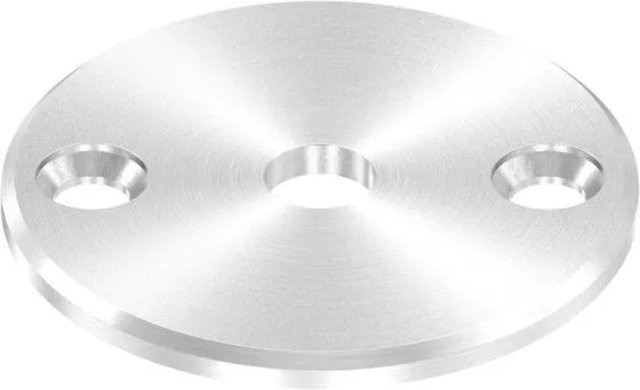 FeNau Ankerplatte V2A aus Edelstahl in Silber mit Rundschliff, Durchmesser: 7 cm, Stärke: 0,4 cm, 3 gesenkte Bohrungen - Bild 1