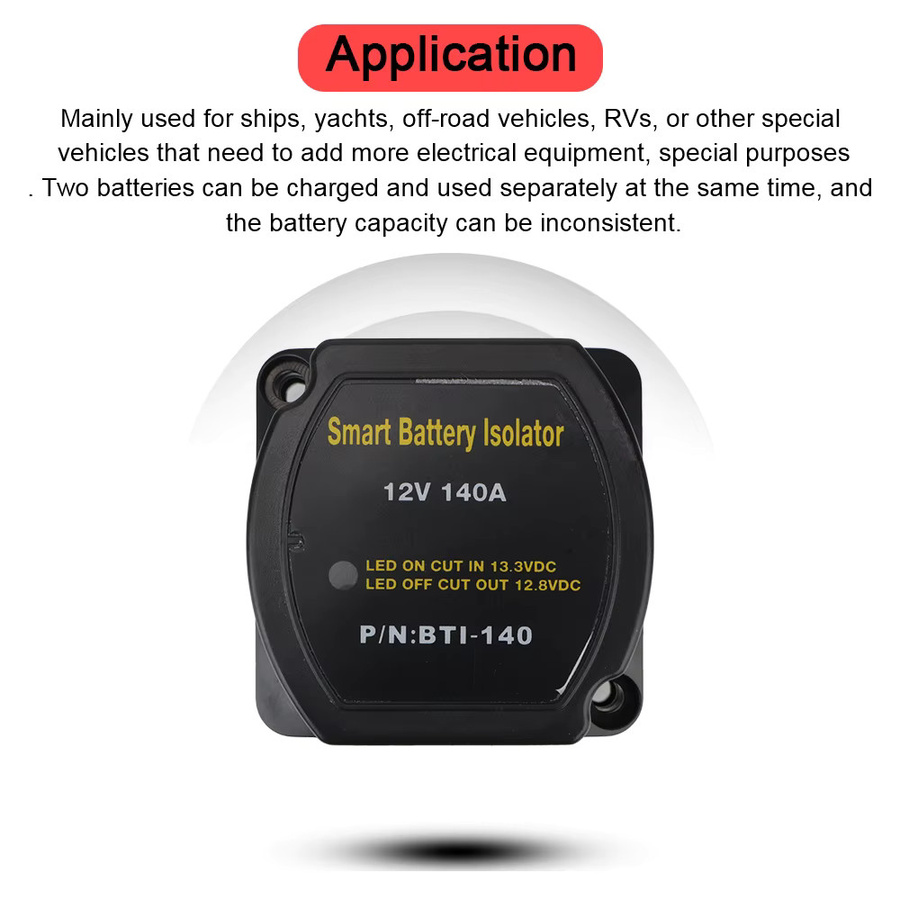 Auto Smart Battery Isolator Relais VSR für Wohnmobil-Autozubehör, Spannungsempfindliche Geteilte Ladung, Schwarz - Bild 2