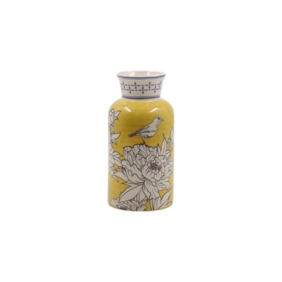 Mansion Sunshine Bloom Keramikvase mit Blumenmuster in Gelb, Höhe: 18 cm - Bild 1