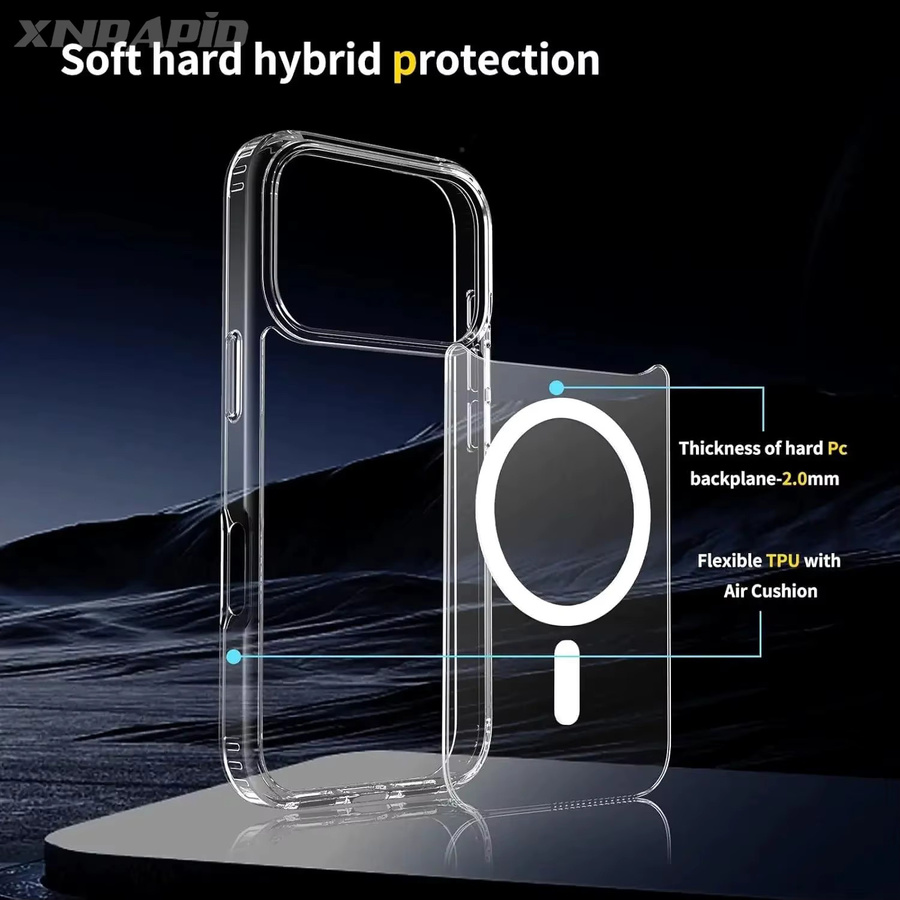 JIUFIFTH MagSafe Magnetische Schutzhülle für iPhone 17, 17Air und 17Pro Max, Stoßfeste Transparente PC Hülle, Farbe: Transparent - Bild 2