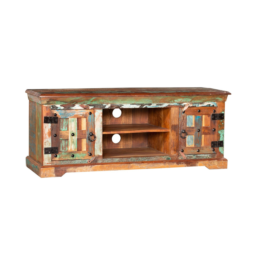 DELUKE TV-Schrank TOR aus Mangoholz und Akazie in Van Dyck Braun mit Used-Look, B/T/H: 50 x 45 x 125 cm - Bild 2