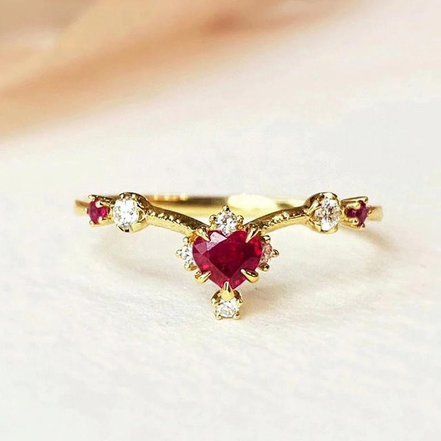 YIRAN Jewelry Ring, Kupfer, Rot, Zirkonia, Damen - Bild 1