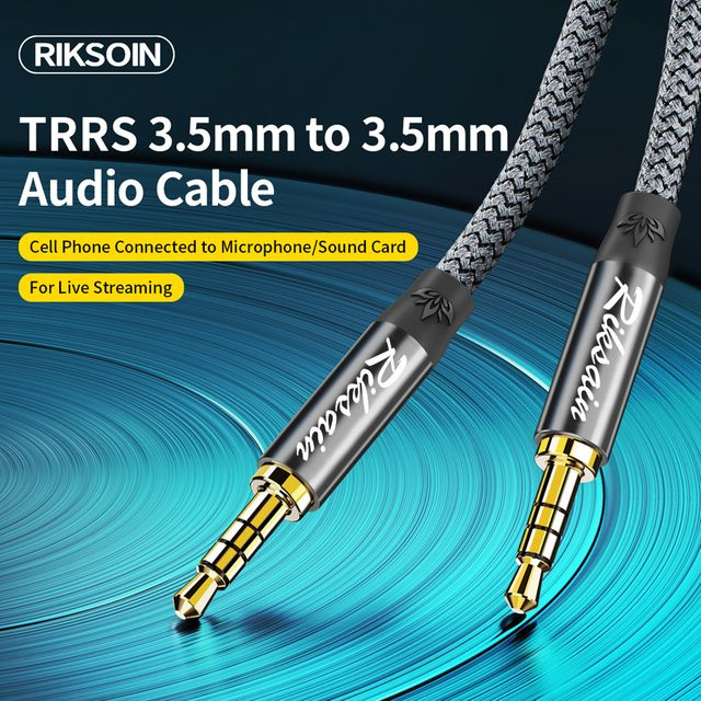 RIKSOIN Hi-Fi Stereo TRRS Aux-Audiokabel 3,5 mm Jack in Grau - Bild 1