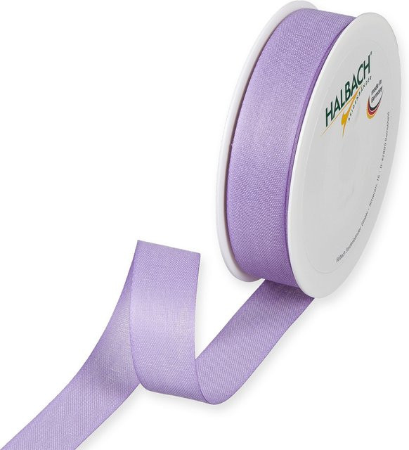 Halbach Dekoband in Baumwolloptik aus Polyester, Breite: 2,5 cm, Länge: 5 m, Farbe: Lavendel - Bild 1