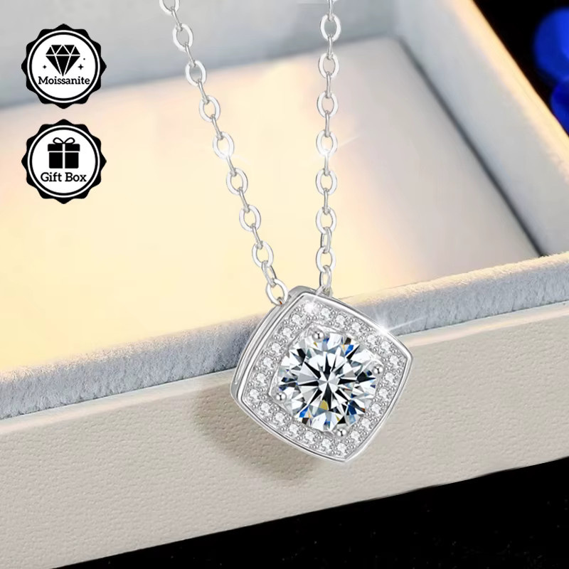 LAMVOICE Moissanit-Halskette, Bohemian, Silber, Damen - Bild 2