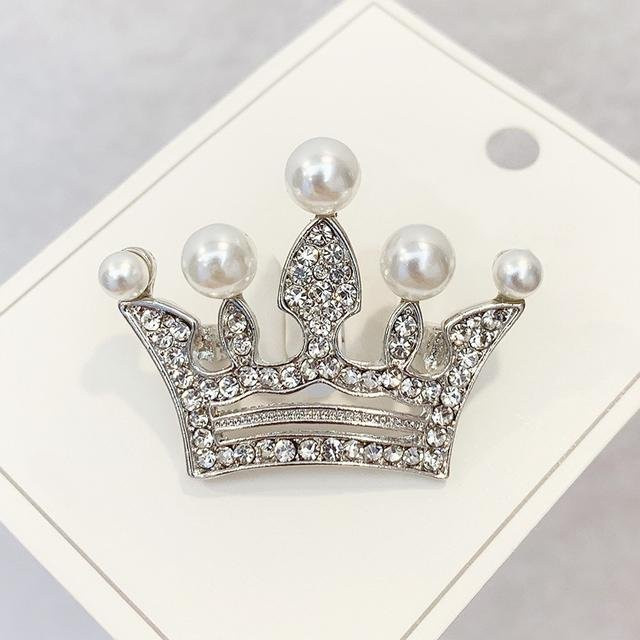 YIRAN Jewelry Broschen, Kronen, Strass, Perle, Damen, weiß - Bild 1