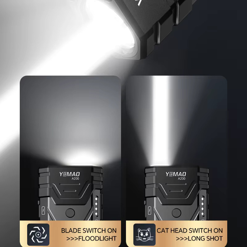 YEMAO LED Taschenlampe mit 5200 Lumen, wiederaufladbare magnetische COB Fernflutlicht-Taschenlampe aus Aluminium, Schwarz - Bild 3