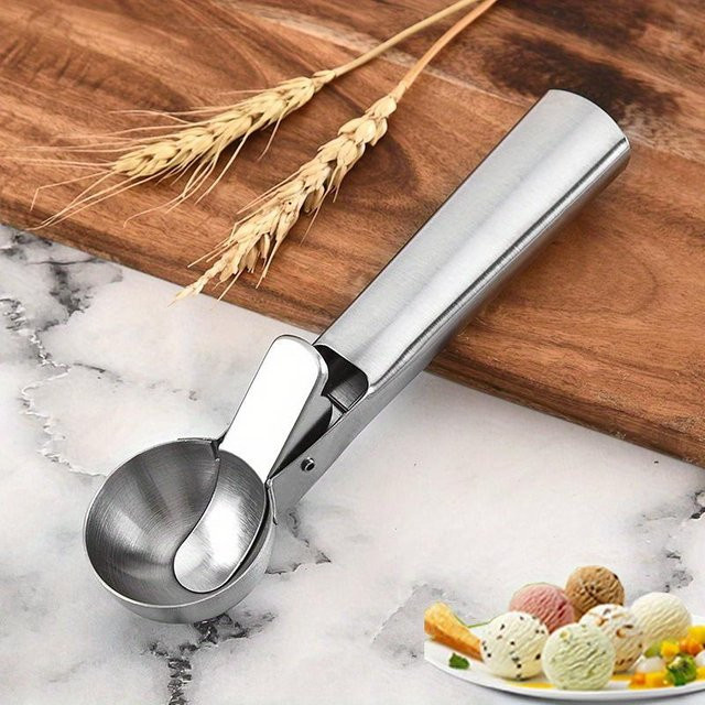 LChome Eisportionierer aus Edelstahl in Silber mit ergonomischem Auslöser für Gelato und gefrorenen Joghurt - Bild 1