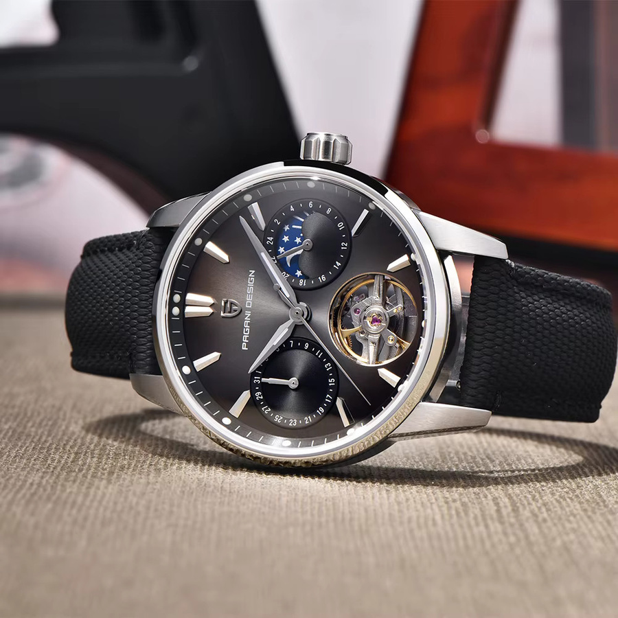 Pagani Design Armbanduhr Automatik, Edelstahl, 41 mm, Herren, Schwarz - Bild 4