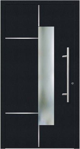 KNOCK Flügelüberdeckende Kunststoff-Haustür Terra mit Glaseinsatz, Anthrazit-Grau, B: 110 cm, H: 210 cm - Bild 1