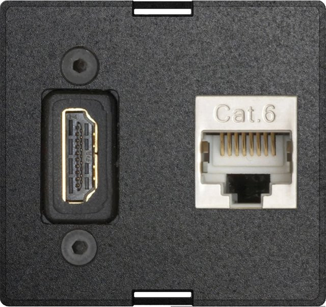 EVOline Wechselmodul mit 1x HDMI 2.0 und 1x RJ45 Cat6 in Schwarz - Bild 1