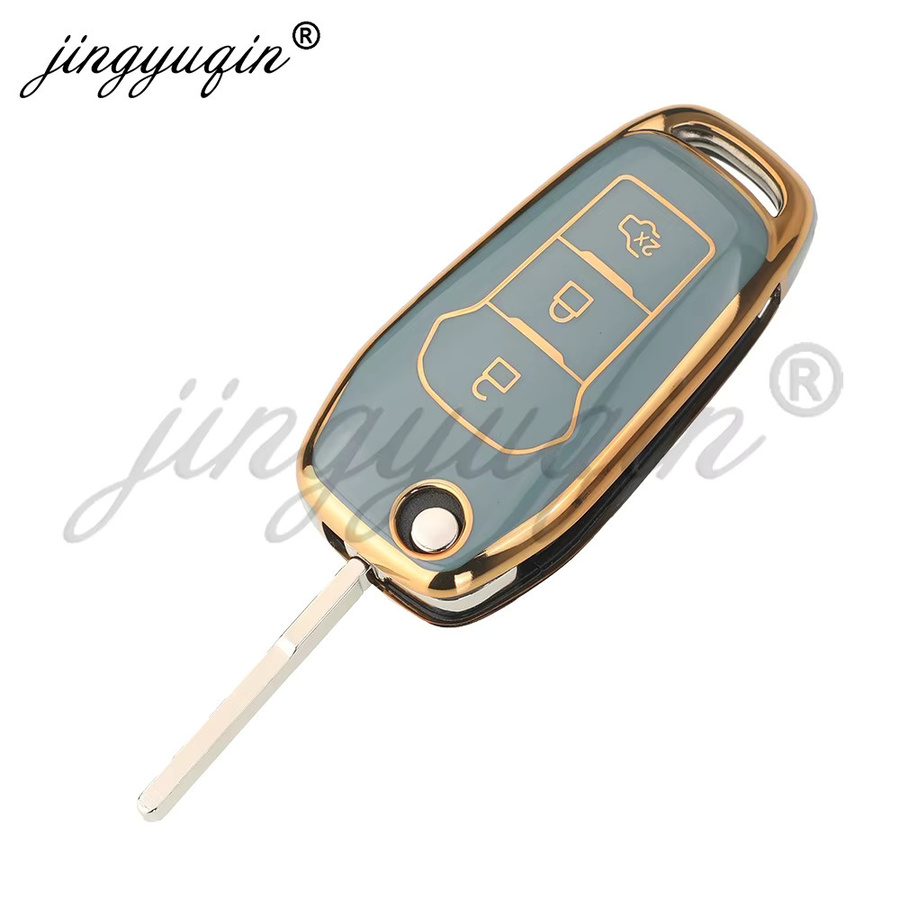 Jingyuqin TPU Schlüsselhülle für Ford Figo Mondeo 5 Ecosport Puma Fiesta Mk8 Everest Ranger in Weiß - Bild 2