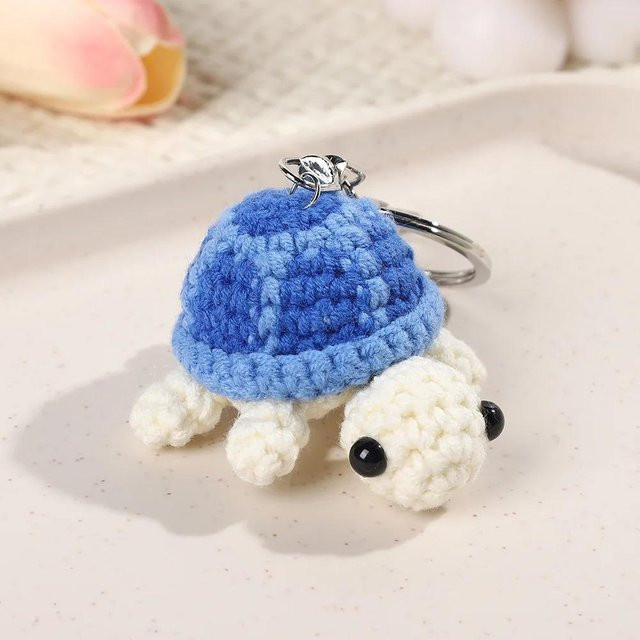 Schildkröten Schlüsselanhänger, handgehäkeltes Miniatur Schildkröten Plüschtier, Unisex - Bild 1
