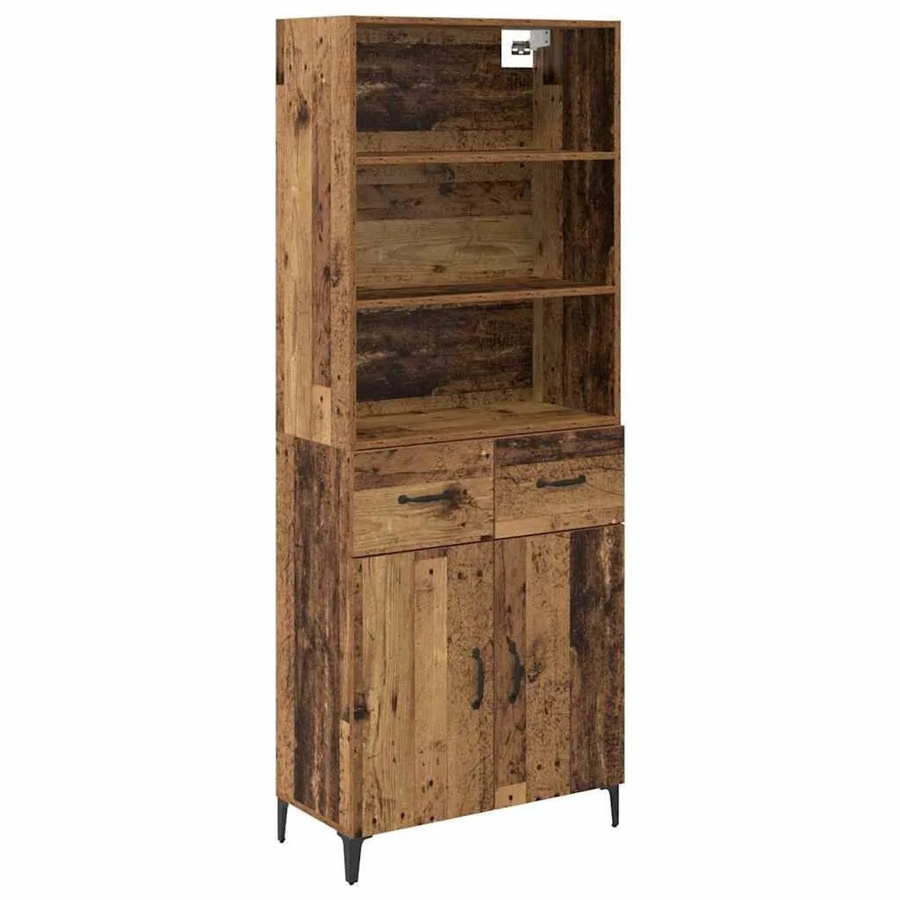 vidaXL Highboard Altholz in Braun mit Türen und Schubladen, B/T/H: 69,5 x 34 x 180 cm - Bild 2