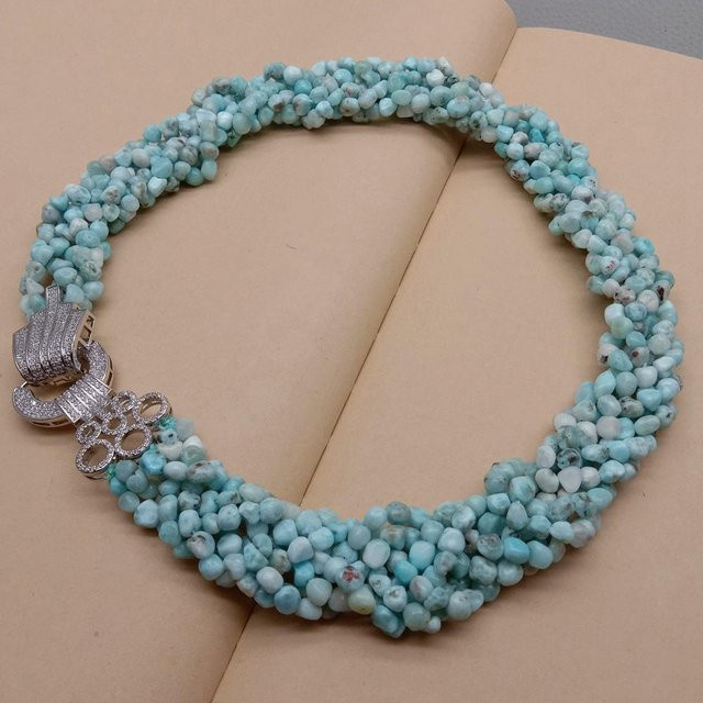 KAKAIBAGEMS Halskette, mehrsträngig, blaue Edelstein-Nuggets, Unisex - Bild 1