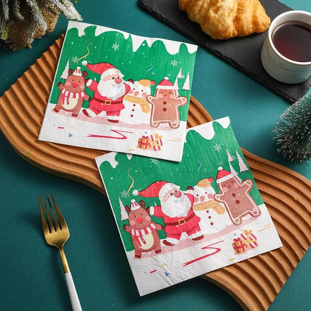 GUANYAO Weihnachtsservietten bunt, quadratische Papierservietten für die Weihnachtsfeier, 33 x 33 cm - Bild 1