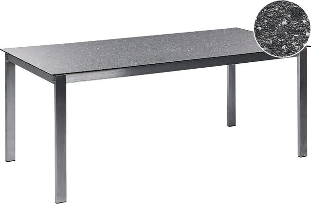 Beliani Gartentisch COSOLETO im Industrial Design aus Glas und Metall, Schwarz Silber, B/T/H: 180 x 90 x 75 cm - Bild 1