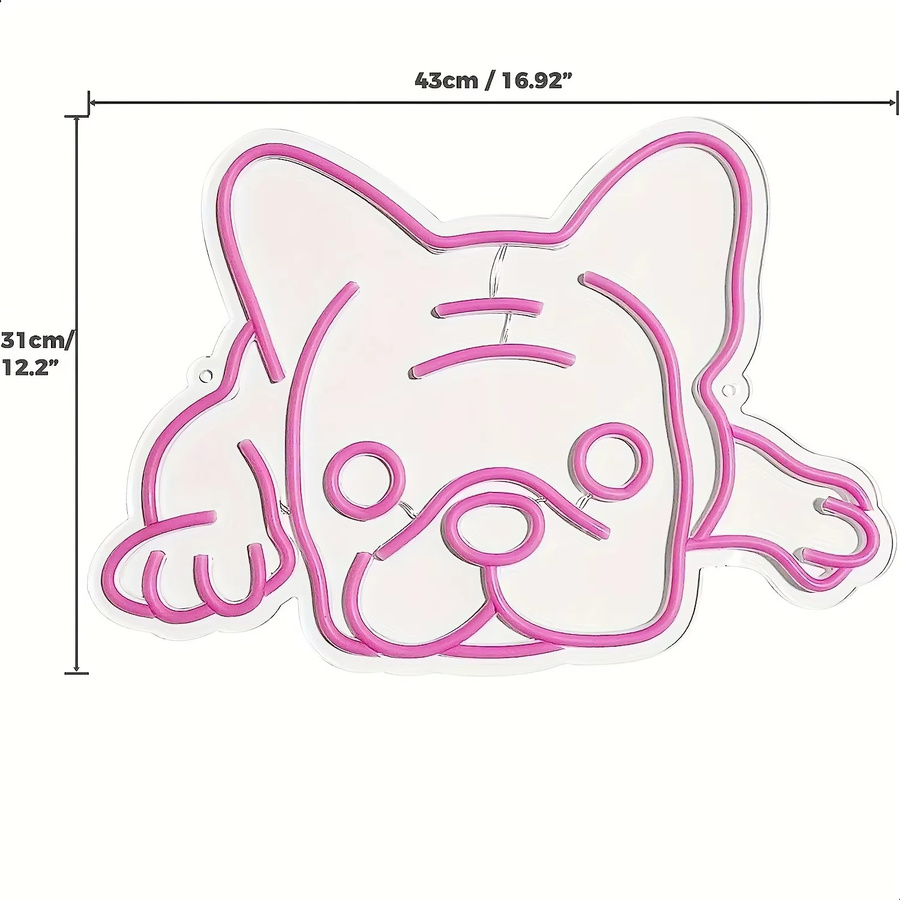 LED Leuchtreklame Französische Bulldogge in Pink mit USB-Anschluss als moderne Wanddekoration - Bild 3