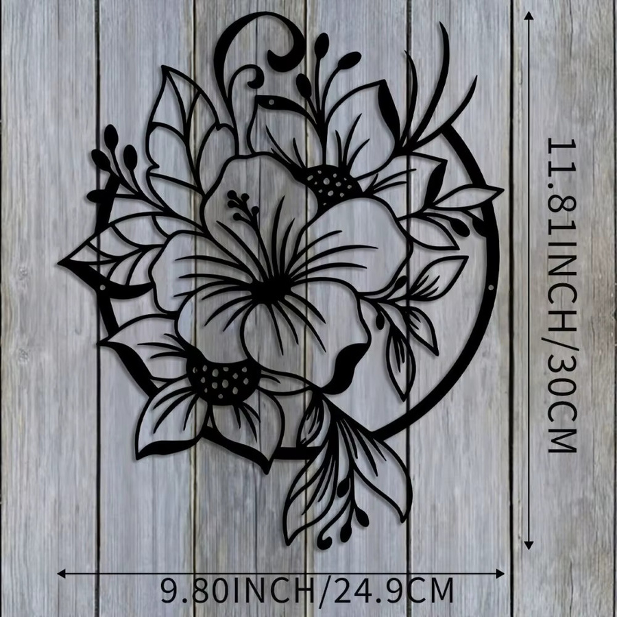 Moderne Metall-Wandkunst von CIFBUY mit floralem Lilienblumen-Design in Schwarz - Bild 2