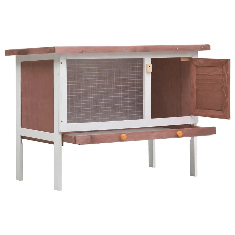 vidaXL Kaninchenstall aus Kiefernholz in Braun mit 1 Ebene und Drahtgitter, B/T/H: 120 x 45 x 65 cm - Bild 2