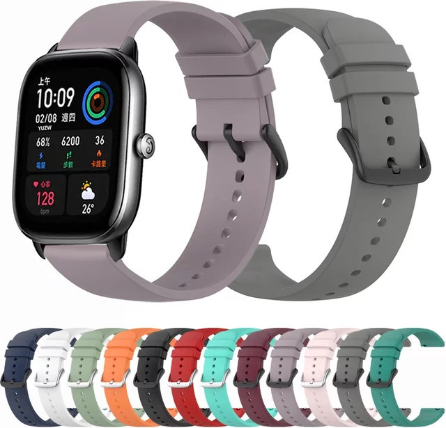 Silikon Armband für Amazfit Bip 3 Pro, GTS 4 Mini, GTR 4 und weitere Modelle, 20mm und 22mm, Multicolour - Bild 1