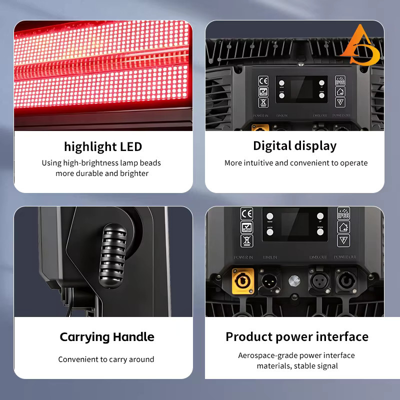 Wasserdichtes LED Stroboskoplicht 400W mit DMX-Steuerung, Superheller Outdoor-Wallwasher für Bühnenbeleuchtung, Konzerte und DJ-Einsätze, Schwarz - Bild 2