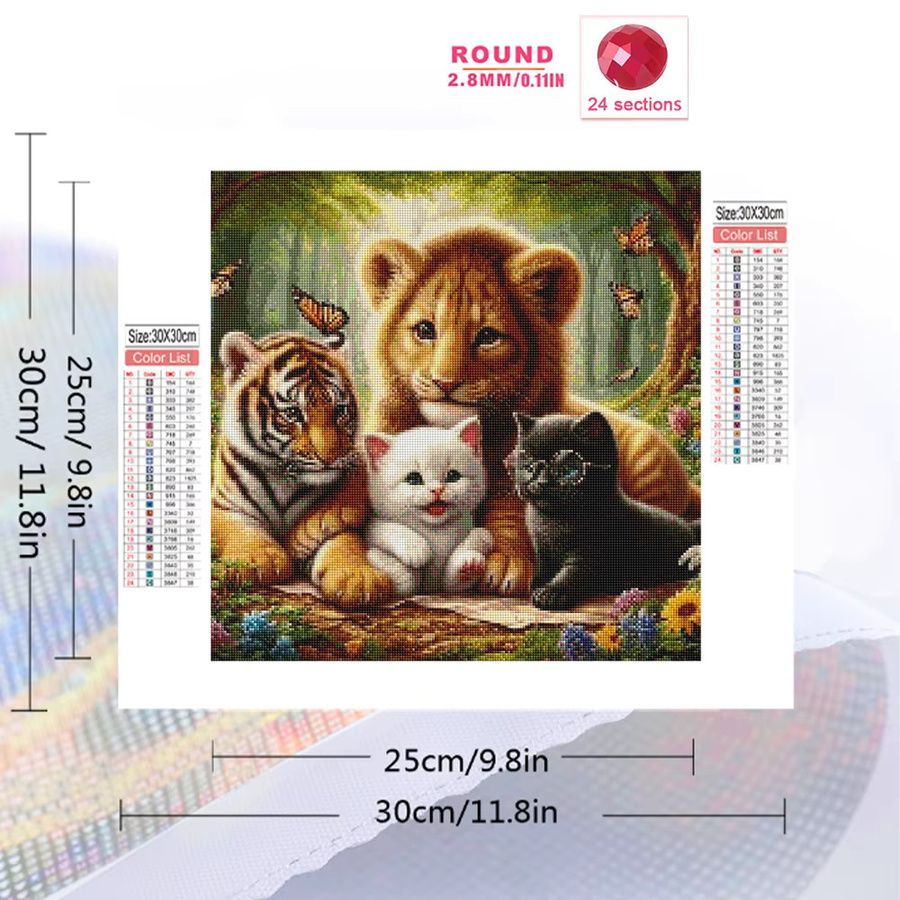 Momoart Diamant-Gemälde Löwe und Tiger als Diamant-Mosaik Set in Multicolour für Anfänger zur Heimdekoration - Bild 2