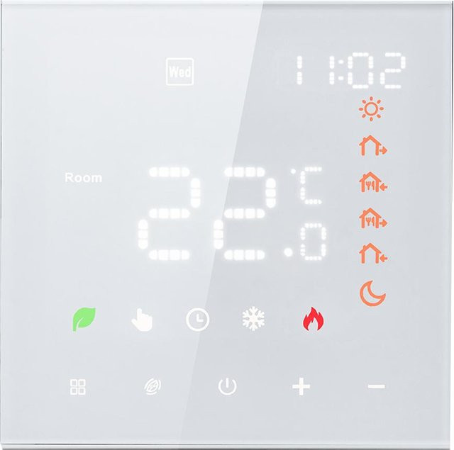 TOMTOP JMS Smart Thermostat mit WiFi und LCD Touchscreen für Fußbodenheizung und Warmwasser, Weiß - Bild 1