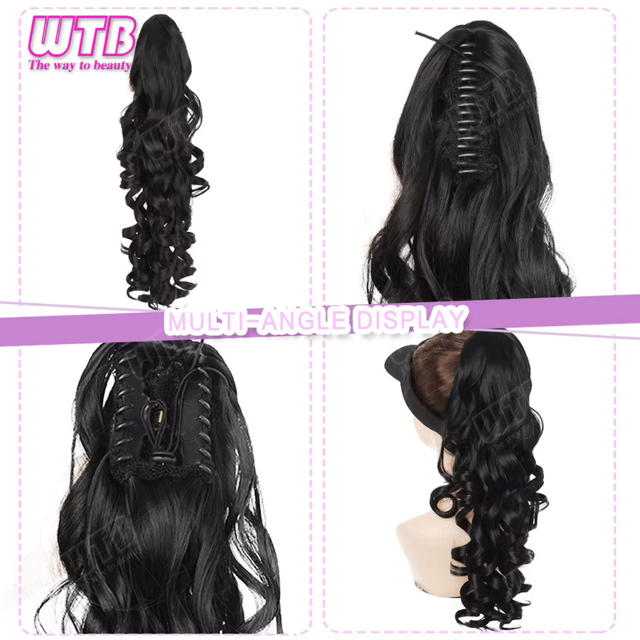 WTB Pferdeschwanz-Perücke, römische Locken, schwarz, 50 cm, Damen - Bild 3