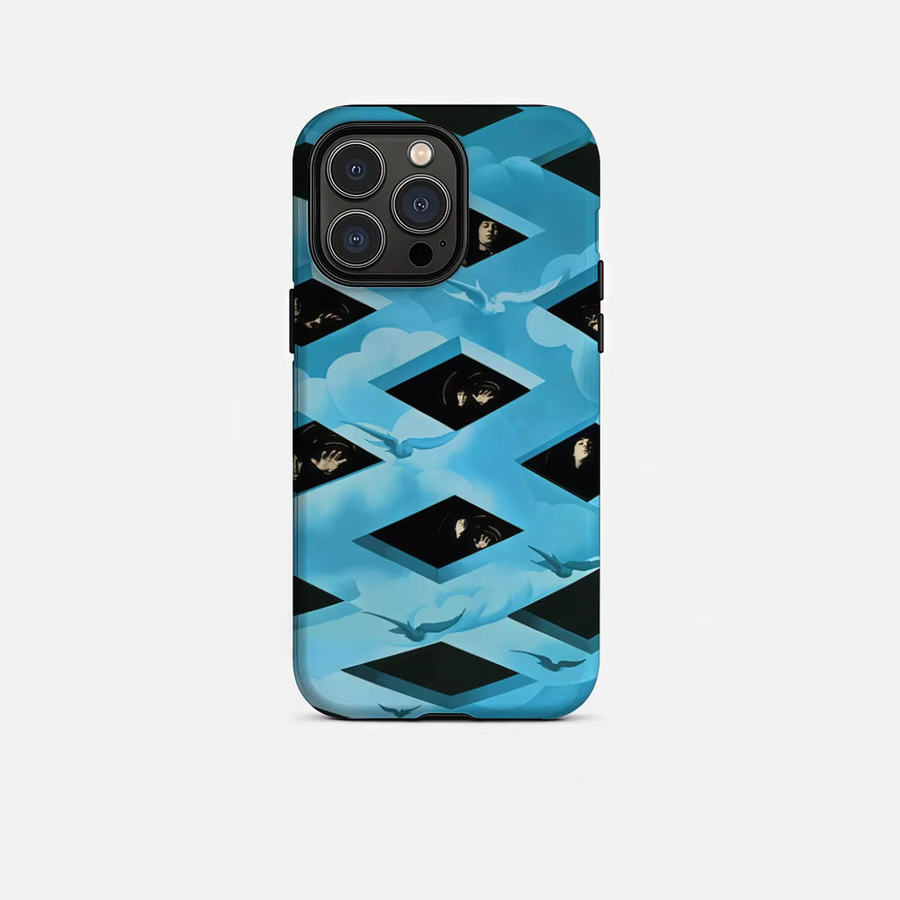 W-Who Band Handyhülle für iPhone 17 16 15 14 13 12 Pro Max Plus mit glänzender HD-Doppelschicht-Flüssighartschale in Weiß und Blau - Bild 6
