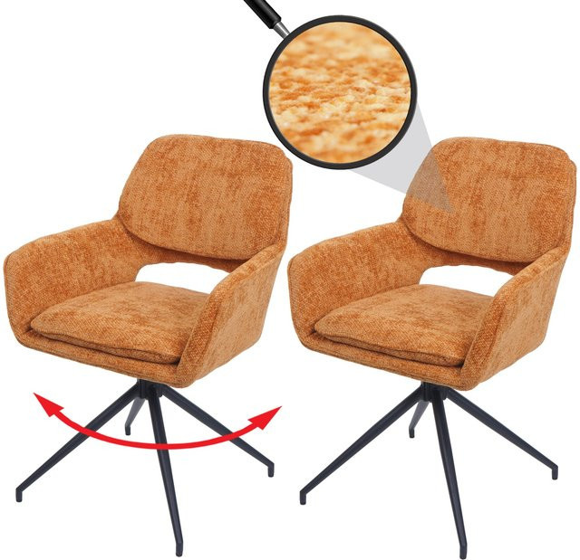 2er-Set MCW Esszimmerstühle N74 mit Auto-Return Funktion, Stoff Chenille, Ocker-Gelb - Bild 1