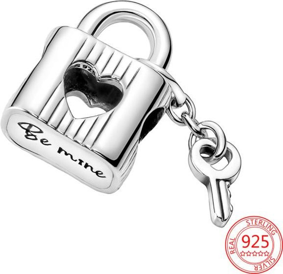 Allbestart Dangle Charm, Vorhängeschloss & Schlüssel, 925 Silber, Gold, Damen - Bild 1