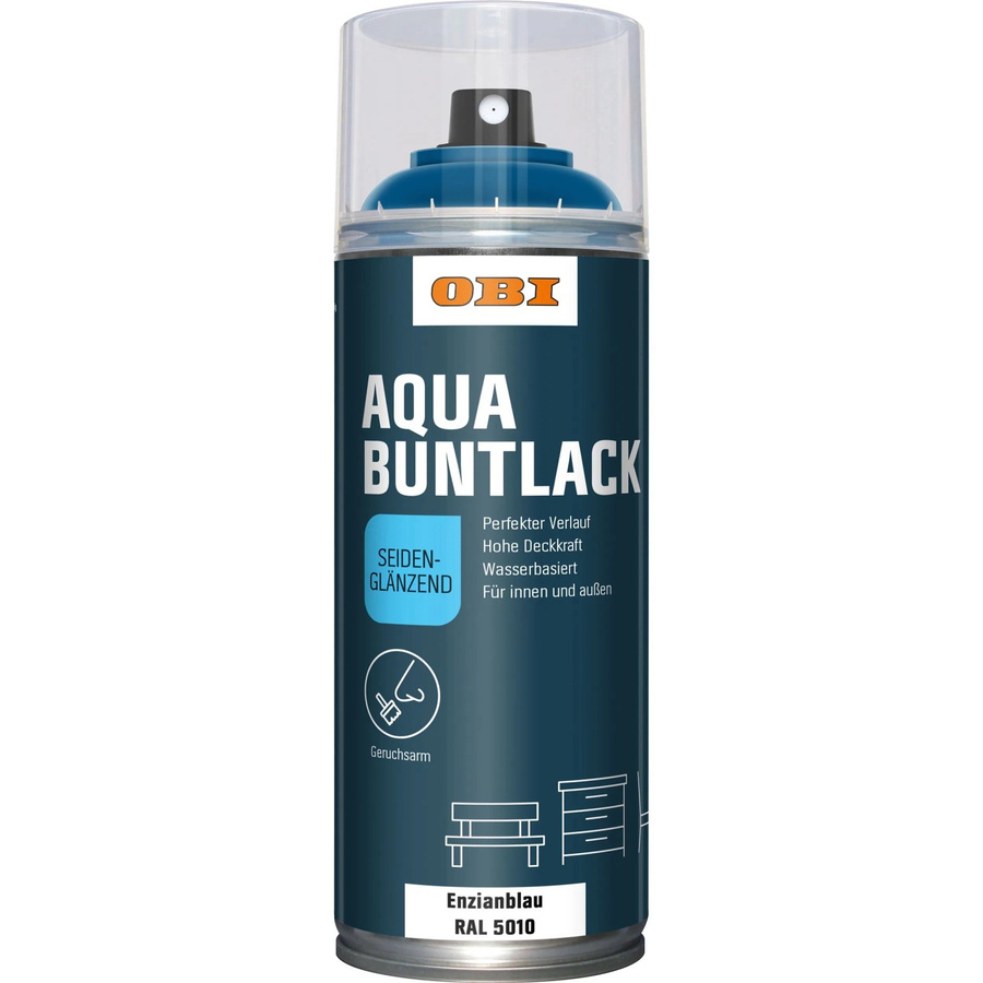 OBI Buntlack Spray RAL 5010 Enzianblau, wasserbasiert, seidenglänzend, 400 ml - Bild 2