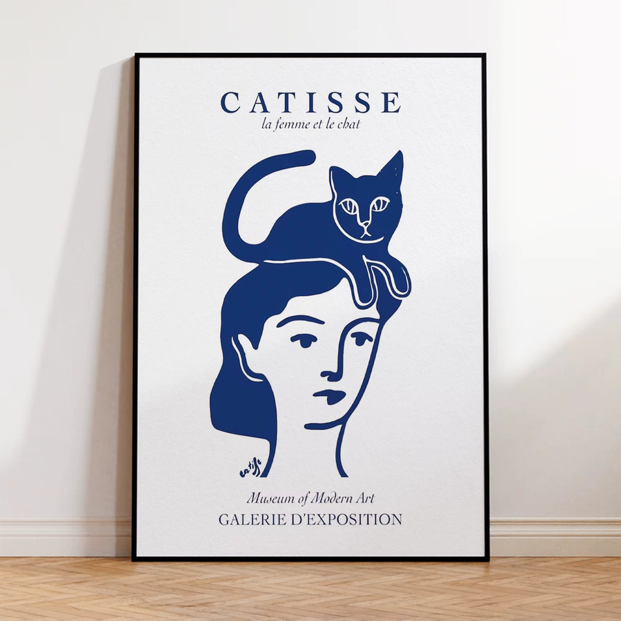 Catisse Kunstdruck Leinwand Katze Matisse Frau mit Katze Portrait Poster für Wohnzimmer und Schlafzimmer - Bild 2