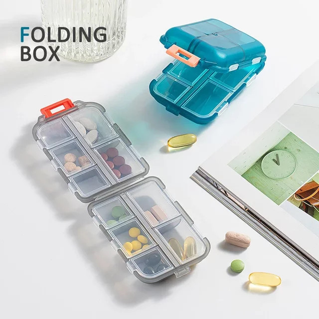 Pocket Apotheke Reise-Pillenetui aus Kunststoff mit Etiketten und Medikamentenaufklebern, transparent grün - Bild 1
