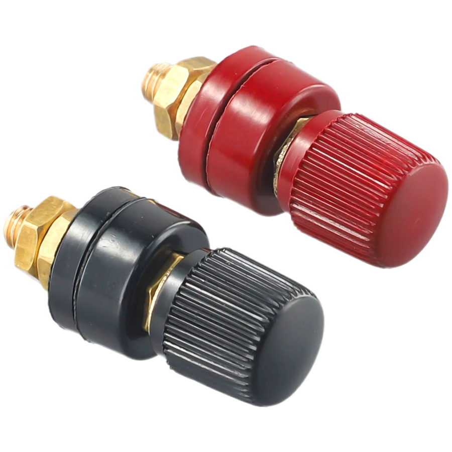 SUITU Batterie-Anschlussklemmen Set Schwarz und Rot mit 6mm Messing-Bolzen für Auto und Remote-Systeme - Bild 2