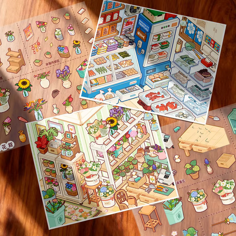 Code Goods Kawaii 3D Landschafts-Sticker Serie mit bunten Cartoon Miniatur-Szenen aus Papier für dein Handkonto-Geschenk - Bild 2