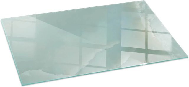 Tulup Glasplatte für den Kamin in Türkis mit Marmormuster, B/T: 140 x 70 cm - Bild 1