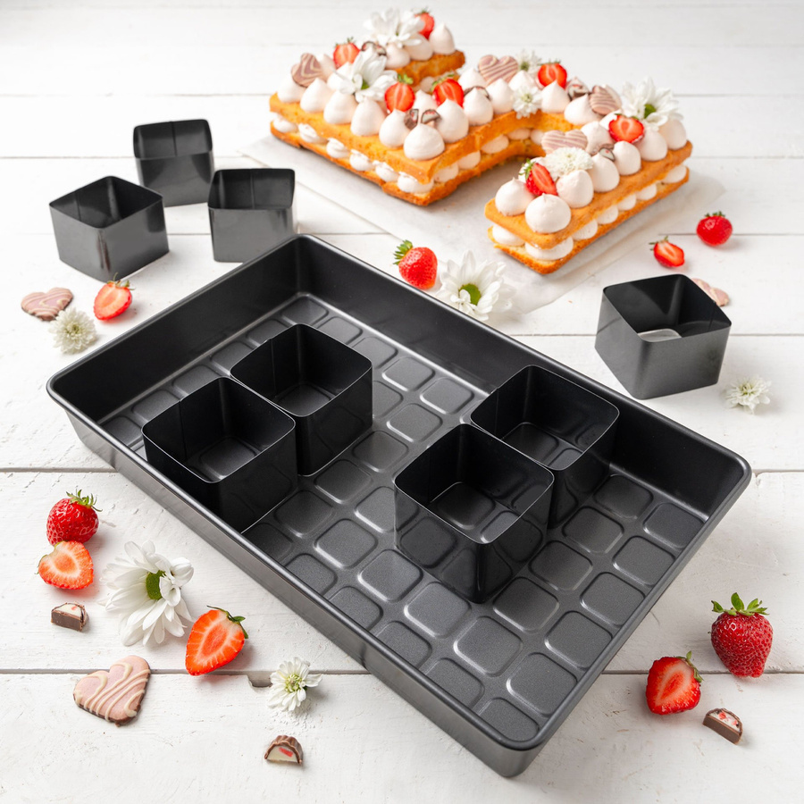 Zenker Buchstaben- und Zahlen-Kuchenform-Set, 9-teilig, beschichtetes Metall in Schwarz-Grau - Bild 2