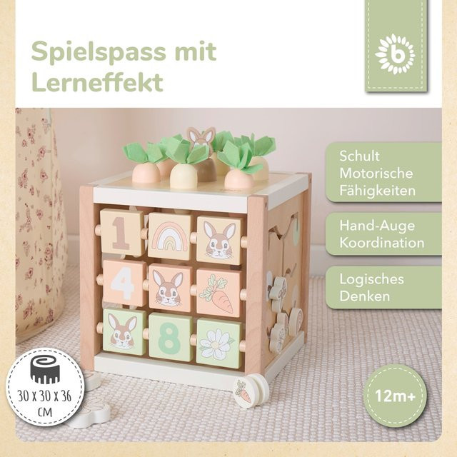 Bieco Motorikwürfel Hase Fine XXL, Holz, ab 1 Jahr - Bild 1